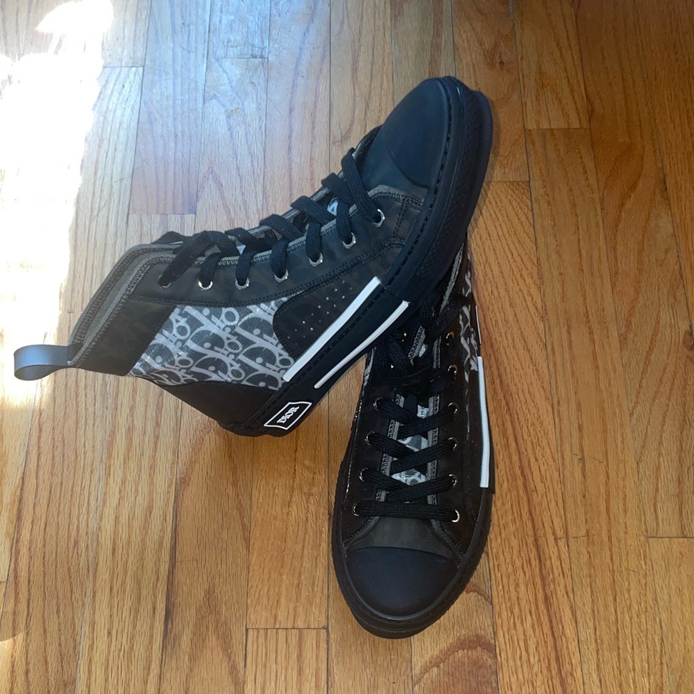 Dior Monogram Black and White high top b23 Sneakers size 45 EU - Picture 1 of 10